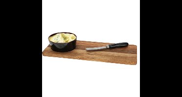 Serveerplank/borrelplank hapjes/saus/tapas - keramiek - bruin - incl. mesje