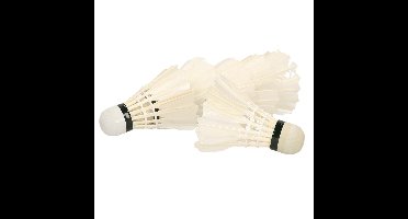 Set van 12x stuks badminton shuttles met veertjes - 2x - wit - 9 x 6 cm