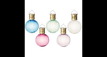 Set van 20x stuks buiten led lichtroze, groene, blauwe, witte en roze lampion solar verlichting 11 c