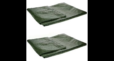 Set van 2x afdekzeilen/dekzeilen groen waterdicht kunststof 90 gr/m2 - 500 x 400 cm