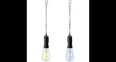 Set van 2x stuks groene en blauwe solar tuinverlichting hanglampen kunststof 20 cm