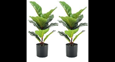 Set van 2x stuks groene kunstplanten ficus Lyrata 55 cm