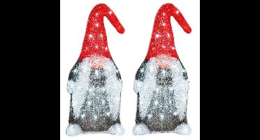 Set van 2x stuks kerstverlichting Led figuren voor buiten gnome/dwerg 19 x 22 x 44 cm