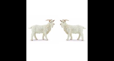 Set van 2x stuks plastic speelgoed figuur witte geiten bok 9 cm