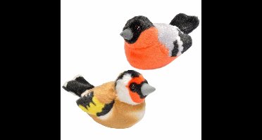 Set van 2x stuks pluche vogels knuffels van 14 cm met geluid