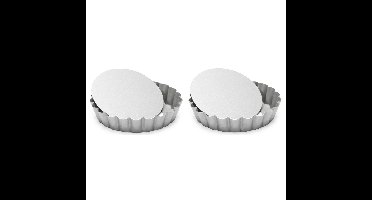 Set van 2x stuks ronde mini taart/quiche bakvormen zilver 10 cm