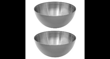 Set van 2x stuks - Slakom/serveer schaaltjes - rvs metaal - D24 cm