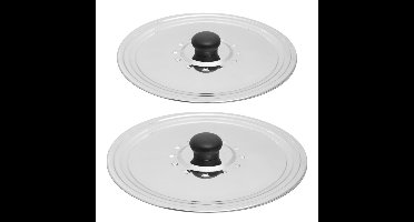 Set van 2x stuks universele RVS spatdeksel/pannendeksel met stoomuitlaat