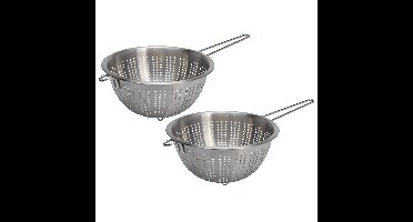 Set van 2x stuks zilveren RVS vergieten/zeven met handvat 24 x 13 cm