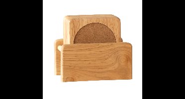 Set van 30x glazenonderzetters hout in houder 10 cm