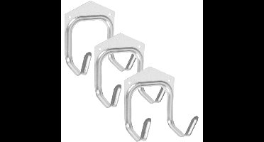 Set van 3x dubbele ophanghaken/wandhaken 13 x 8,5 cm metaal