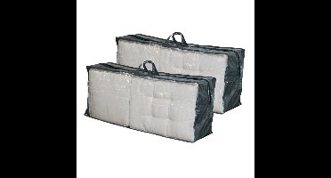 Set van 4x beschermhoezen met rits grijs/groen voor stoelkussens 130 x 50 cm