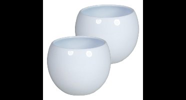 Set van 4x stuks bloempotten/plantenpotten van keramiek in glanzend wit D11 en H11 cm