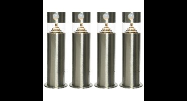 Set van 4x stuks solar tuinlampen/prikspots met bewegingssensor cilinder op zonne-energie 50 cm