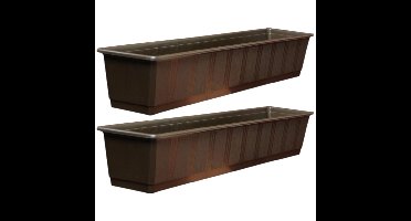 Set van 5x stuks plantenbakken bruin rechthoekig 80 x 17,5 x 14,5 cm