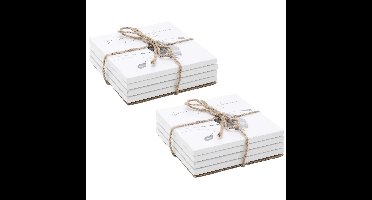 Set van 8x glazenonderzetters wit bamboe hout 10 cm