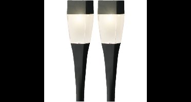 Set van 8x stuks solar tuinlamp/prikspot zwart op zonne-energie 26 cm