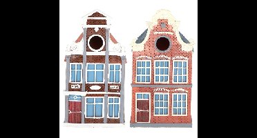 Set Vogelhuisjes - grachtenpand - 14 x 17 x 25 cm - klokgevel en halsgevel - nestkastje