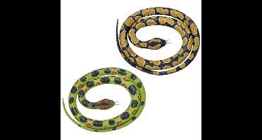 Setje van 2x rubberen nep slangen - namaak slangen - van 117 cm - Anaconda en konings python