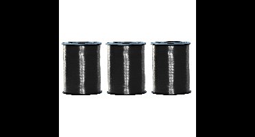 Sierlint of cadeaulint - 3x - zwart - dun - 500 meter x 0.5 cm - Feestartikelen en versiering