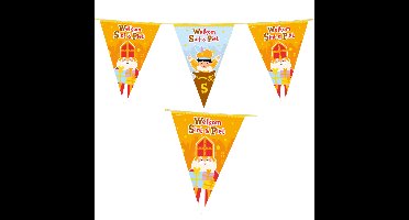 Sinterklaas met roetveeg Piet vlaggenlijn - 2x - slinger - 10 mtr - Sint versiering