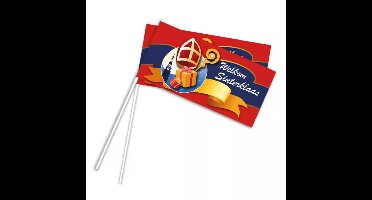 Sinterklaas zwaaivlaggetjes - 150x stuks - plastic - handvlaggetjes - Intocht