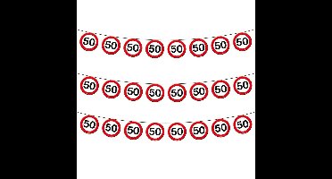 Slinger - 3x - 50 jaar - stopborden - 10 meter - papier - 50e verjaardag versiering - Abraham - Sara