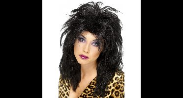 Smiffys carnaval verkleed heksen pruik voor dames zwart