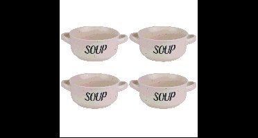 Soepkom van aardewerk - 8x - Creme wit - Dia 13,5 cm - 470 ml - Servies - Soepkommen