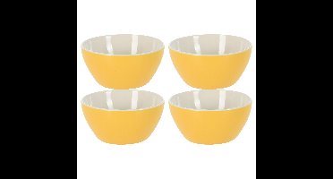 Soepkommen/serveer schaaltjes - 4x - Acapulco- porselein - D14 x H6.5 cm - geel - Stapelbaar