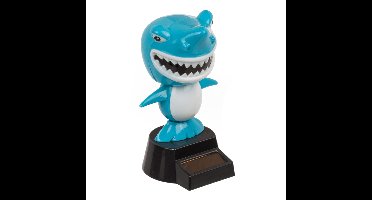 Solar bewegend figuur/beestje - haai - lachend - blauw - kunststof - 11 cm