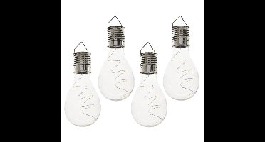 Solar hanglamp bol/peertje - 5x - transparant - kunststof - 14 cm