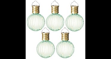 Solar lampion voor buiten - 5x - LED - groen - 11 cm - buitenverlichting