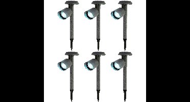 Solar prikspot/tuinspot - 6x - metaal - zwart - H26 cm