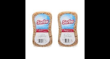 Sorbo Schoonmaakspons - 2x - grote - viscose autospons - 17 x11 cm