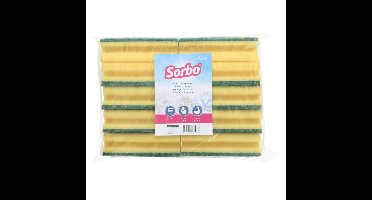Sorbo Schuurspons - 10x stuks - schoonmaakspons - groene schuurvlak - 14x7x4,5 cm - viscose