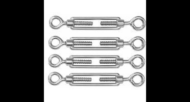 Spanschroeven/draadspanner met oog/oog - 4x - 7cm - verzinkt zamak - 80kg - M8 schroefdraad