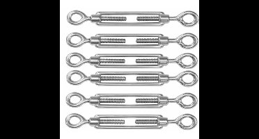 Spanschroeven/draadspanner met oog/oog - 6x - 6cm - verzinkt zamak - 60kg - M6 schroefdraad
