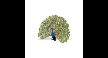 Speelgoed figuur - pauw - blauw - 11 cm - plastic - dieren - speelfiguur