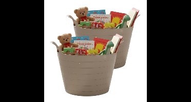 Speelgoedmand - 2x - beige - 30 liter - kunststof - 54 x 37 cm - met handvatten