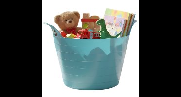 Speelgoedmand - blauw - 30 liter - kunststof - 54 x 37 cm - met handvatten