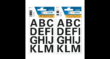 Stickers alfabet - 2x vel - 28 letterstickers - zwart - 25 mm - letters A-Z - stickervelletje