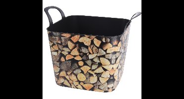 Storage Solutions Haardblokken houtblokken flexibele opberg emmer - mand - 53 x 40 x 38 cm