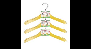 Storage Solutions kledinghangers voor kinderen - 12x stuks - hout - Klerenhangers - geel