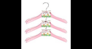 Storage Solutions kledinghangers voor kinderen - 12x stuks - hout - Klerenhangers - roze