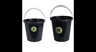 Storage Solutions set van 2 huishoud emmers - 5 en 10 liter - kunststof - zwart