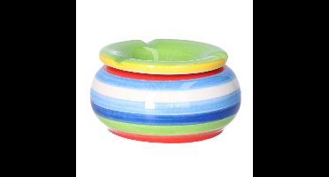 Storm asbak - gekleurd - D10 cm - aardewerk - multi kleuren - rond - buiten/binnen asbakken