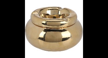 Storm Asbak Marbella - Kunststeen - D11 x H6 cm - metallic goud - voor binnen/balkon/serre