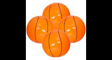 Strandbal - 4x - opblaasbare Basketbal - oranje - 25 cm - sport en spelletjes