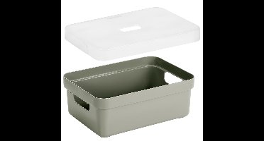 Sunware Opbergbox met transparante deksel - 1x stuks - lichtgroen - 9 liter - kunststof - 35x25x12